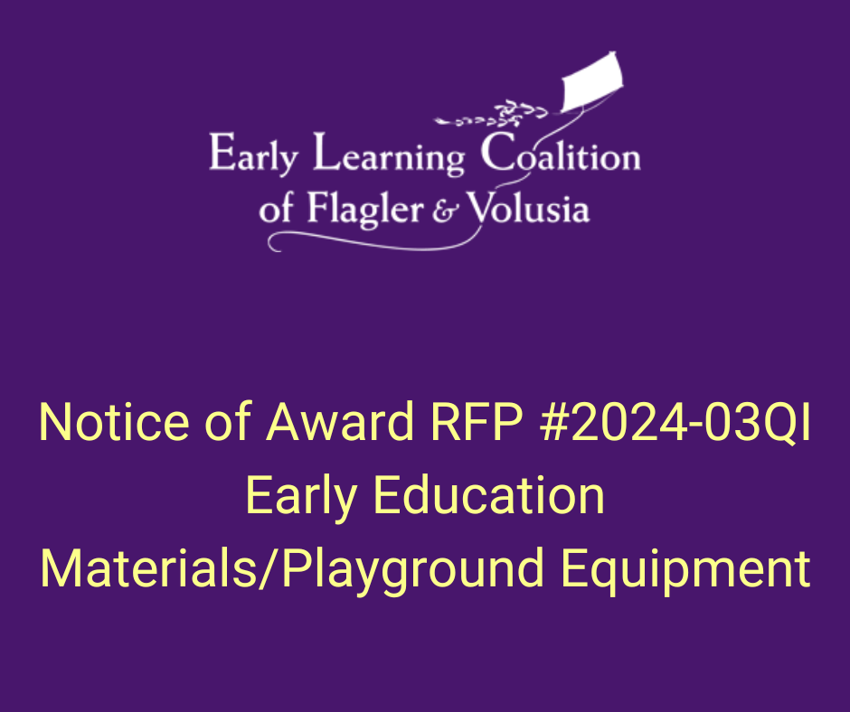 Notice of Award RFP #2024-03QI Early Education Materials/Playground Equipment